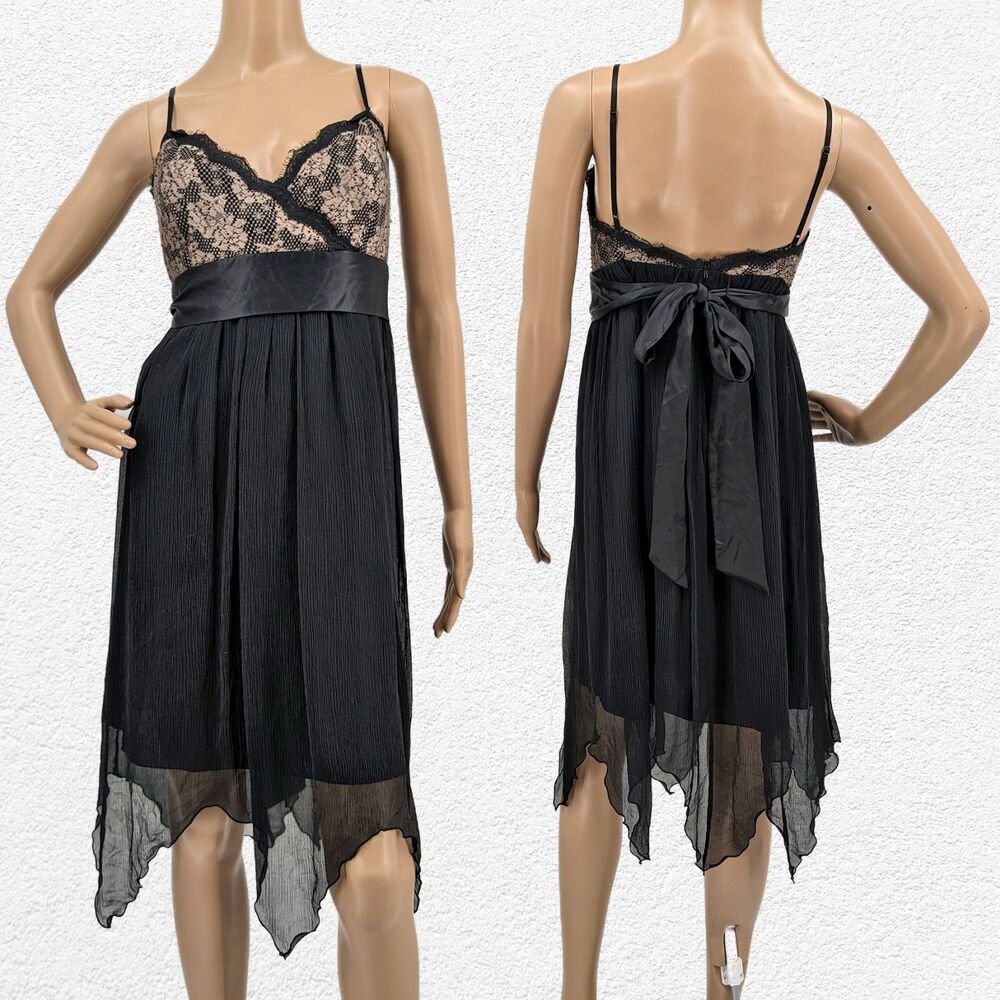 Vintage y2k Papell Party Dress Fairycore Whimsygoth Beaded Lace Size 10